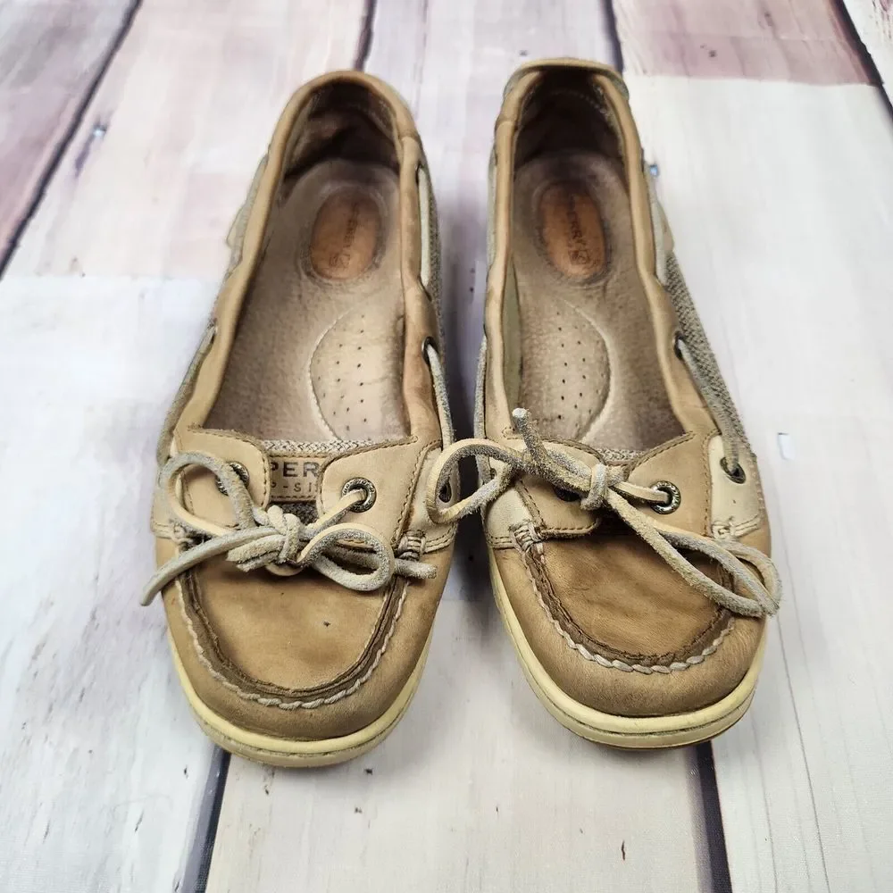 Sperry Top‎ Sider Womens 8M Angelfish Beige Leather Boat Shoes 9102047
